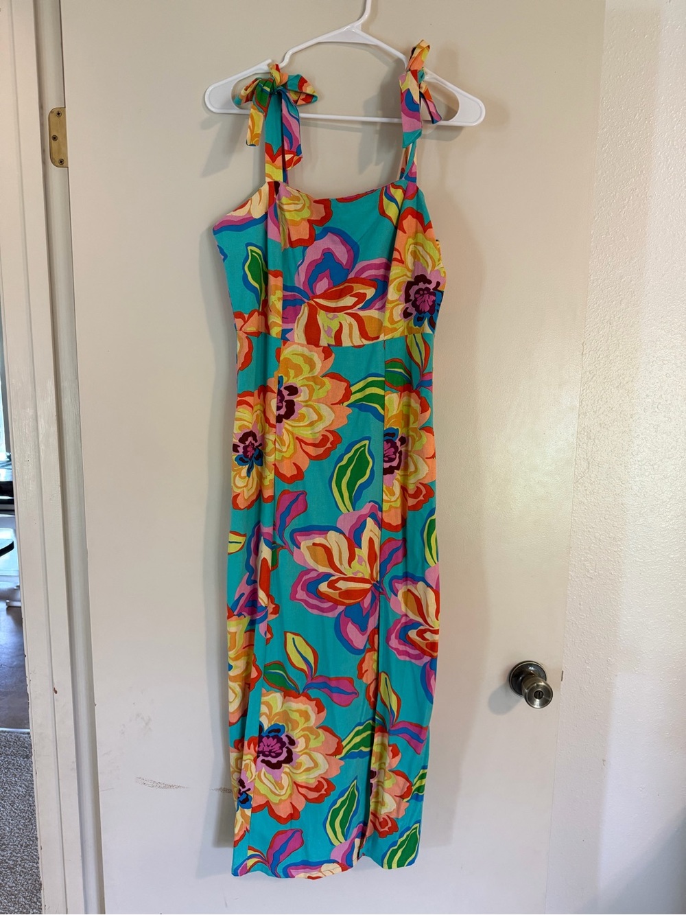 Gianni Bini Turquoise Floral Maxi Dress with Multicolor Blooms